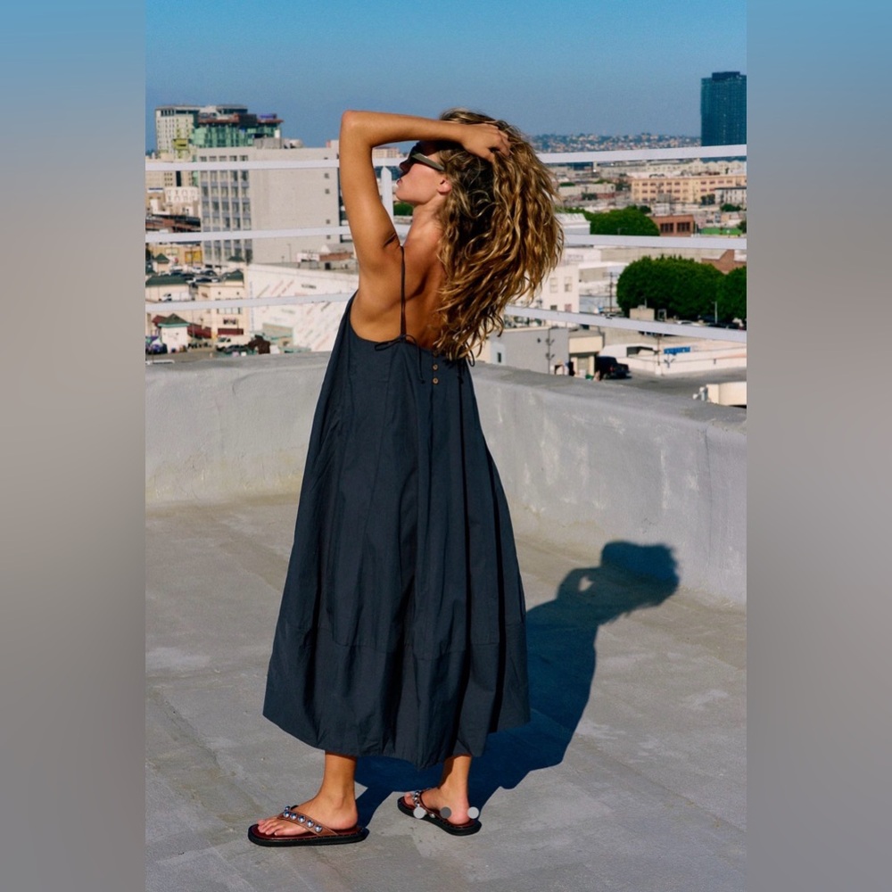 Free People Struttin Midi Dress Black